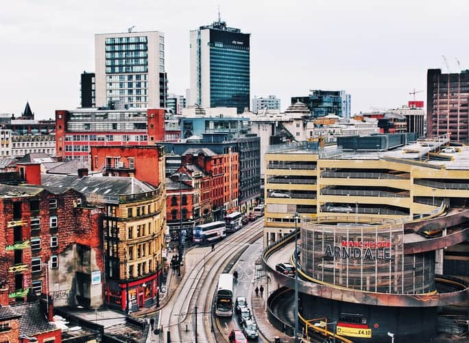 Roteiro pela Inglaterra: vista aérea de Manchester