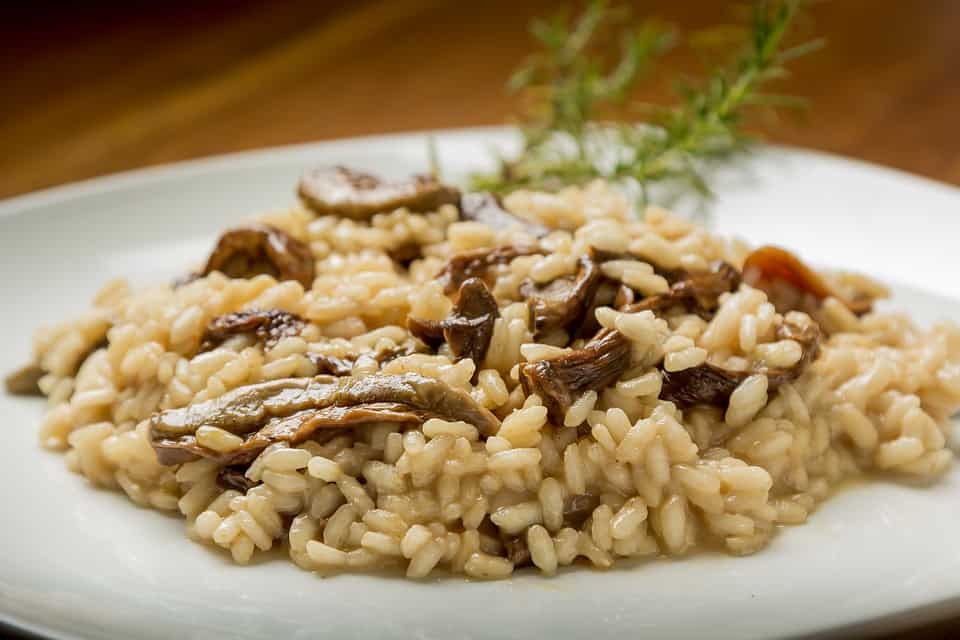 Prato de risoto de cogumelos
