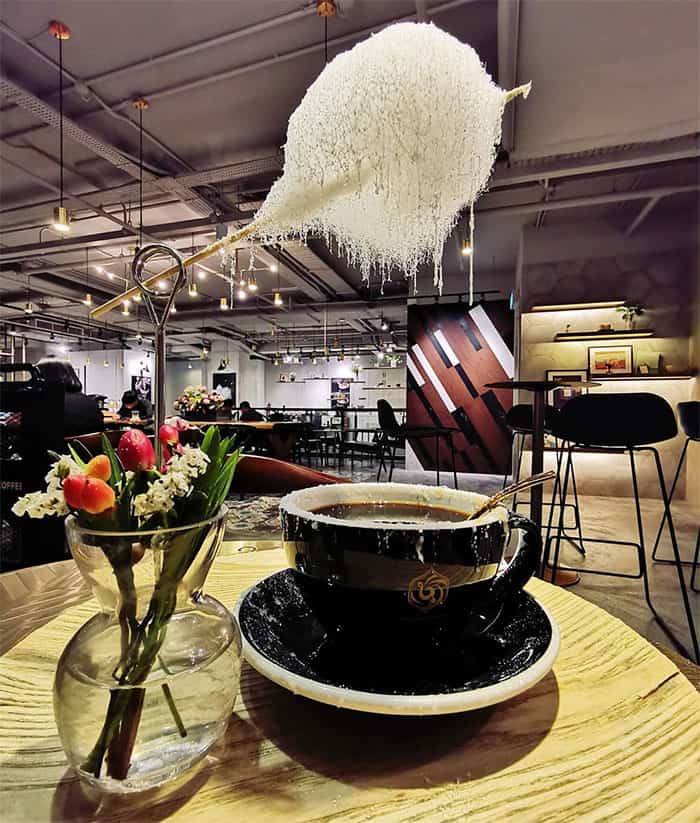 café com nuvem de algodão doce