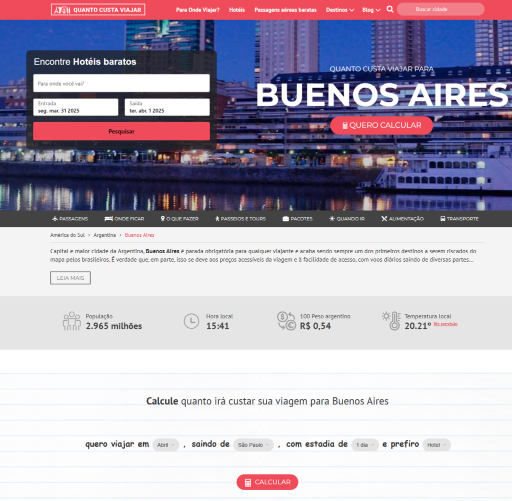 Calculadora de viagem